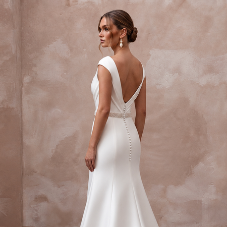 Modern Satin Wedding Dress with Square Neck
