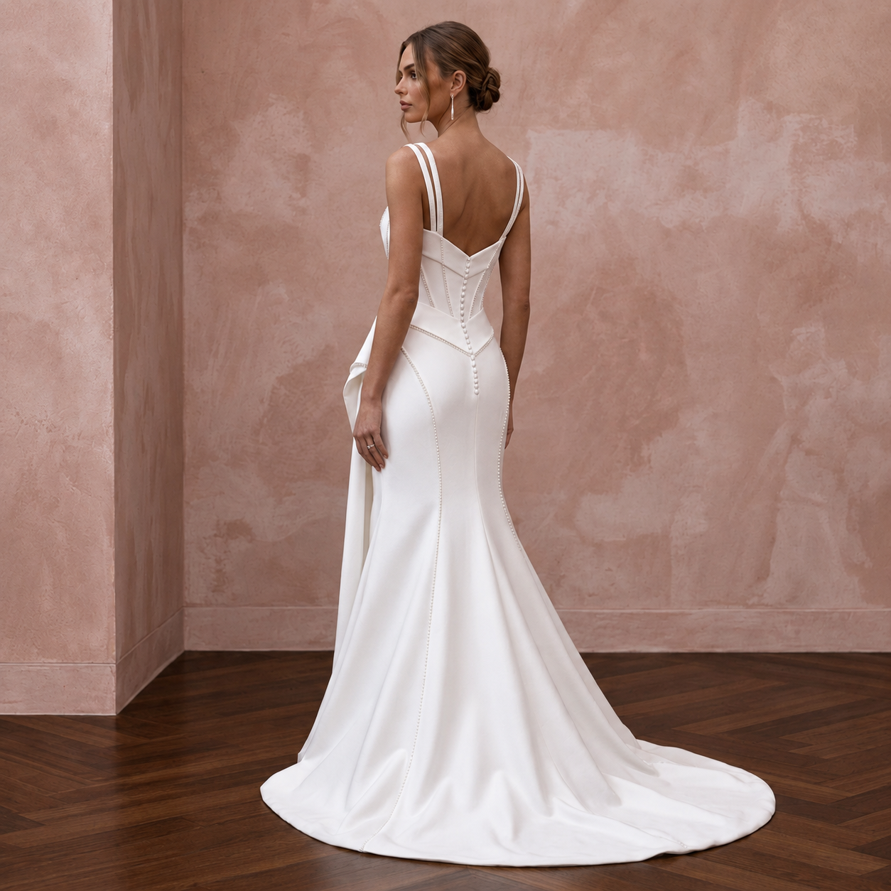 Modern Sculpted Satin Wedding Dress with Mermaid Silhouette Secondary image