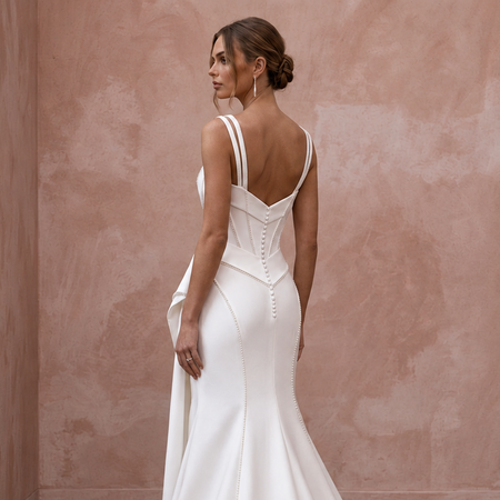 Modern Sculpted Satin Wedding Dress with Mermaid Silhouette