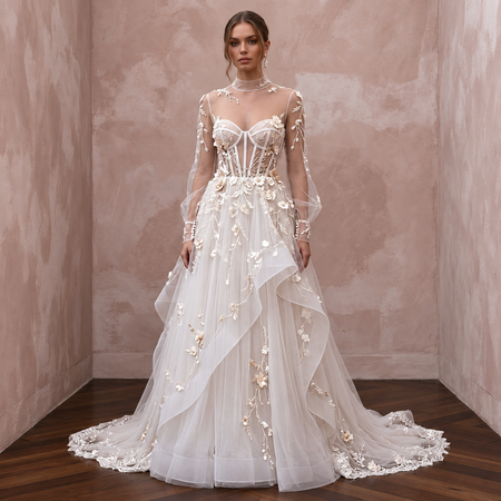 Modern Tulle Bridal Dress with Corset Bodice