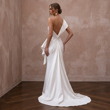 Modern Wedding Dresses with Sculptural Satin Shapes