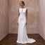 Modern White Crepe Column Bridal Gown for Civil Ceremony