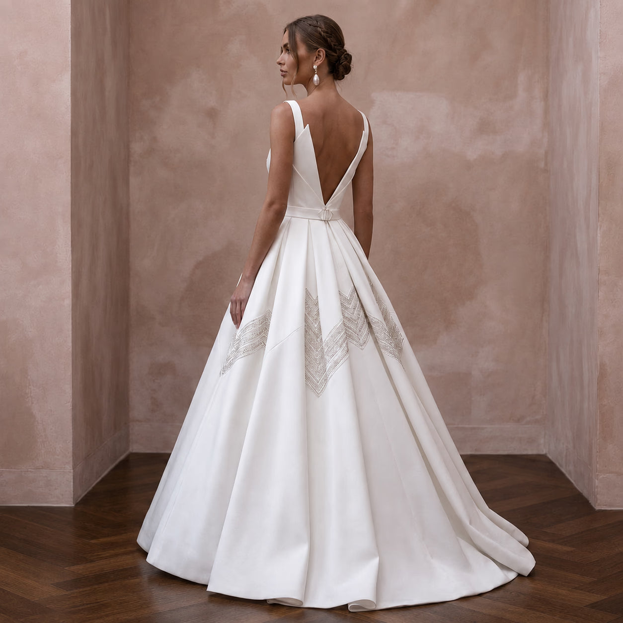 Modern White Mikado Ball Gown Wedding Dress for Surprise Wedding Secondary image