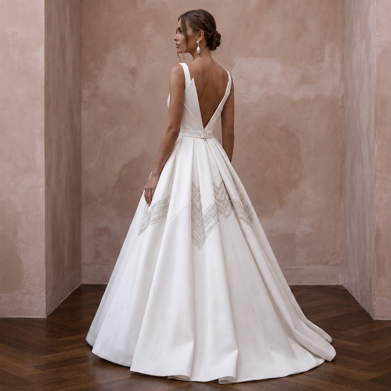 Modern White Mikado Ball Gown Wedding Dress for Surprise Wedding Secondary image