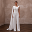 Modern White Stretch Georgette Draped Jumpsuit for Elopement