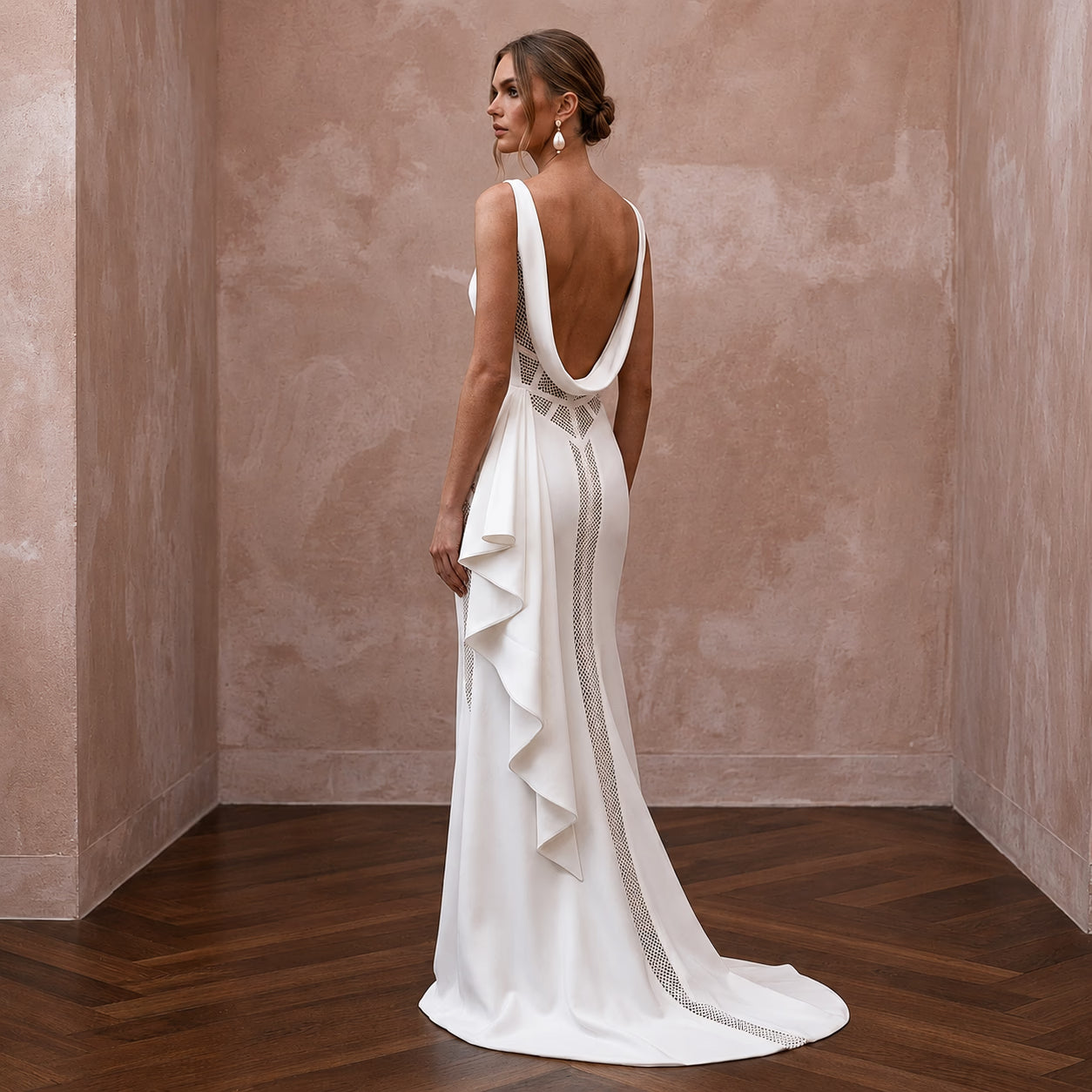 Modernist Ivory Georgette Column for Architectural Elopement Secondary image