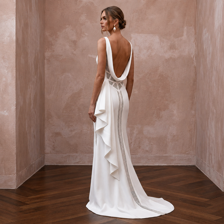 Modernist Ivory Georgette Column for Architectural Elopement