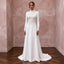 Modest Alabaster Crepe High Neck Long Sleeve A-Line Bridal Dress