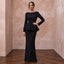 Modest Black Crepe Bateau Neck Long Sleeve Peplum Evening Dress - Apparel & Accessories > Clothing > Wedding & Bridal Party Dresses > Wedding Dresses - Mignonette Bridal