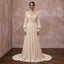 Modest Champagne Chiffon High Neck Pleated Skirt Bridal Gown