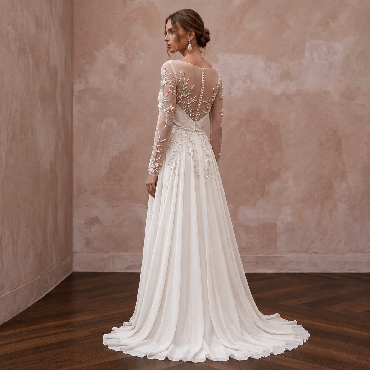 Modest Chiffon Bridal Gown for a Second Marriage Secondary image