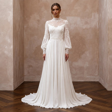 Modest Chiffon Wedding Dress for a Church Ceremony