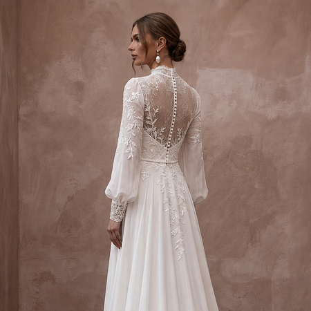 Modest Chiffon Wedding Dress for a Church Ceremony