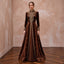 Modest Chocolate Brown Velvet High Neck A-Line Winter Evening Gown