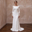 Modest Ivory Crepe Bateau Neck Long Sleeve Sheath Wedding Dress - Apparel & Accessories > Clothing > Wedding & Bridal Party Dresses > Wedding Dresses - Mignonette Bridal