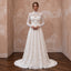 Modest Ivory Floral Lace Overlay High Neck A - Line Bridal Dress - Apparel & Accessories > Clothing > Wedding & Bridal Party Dresses > Wedding Dresses - Mignonette Bridal