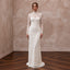 Modest Ivory Floral Lace Overlay High Neck Column Bridal Dress