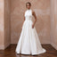 Modest Ivory Mikado A-Line Gown with Pockets and High Neckline