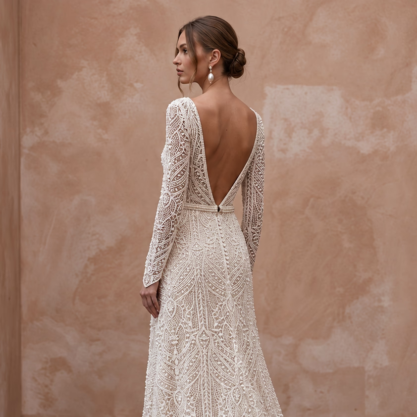Modest Lace Bridal Dress for a Mature Wedding