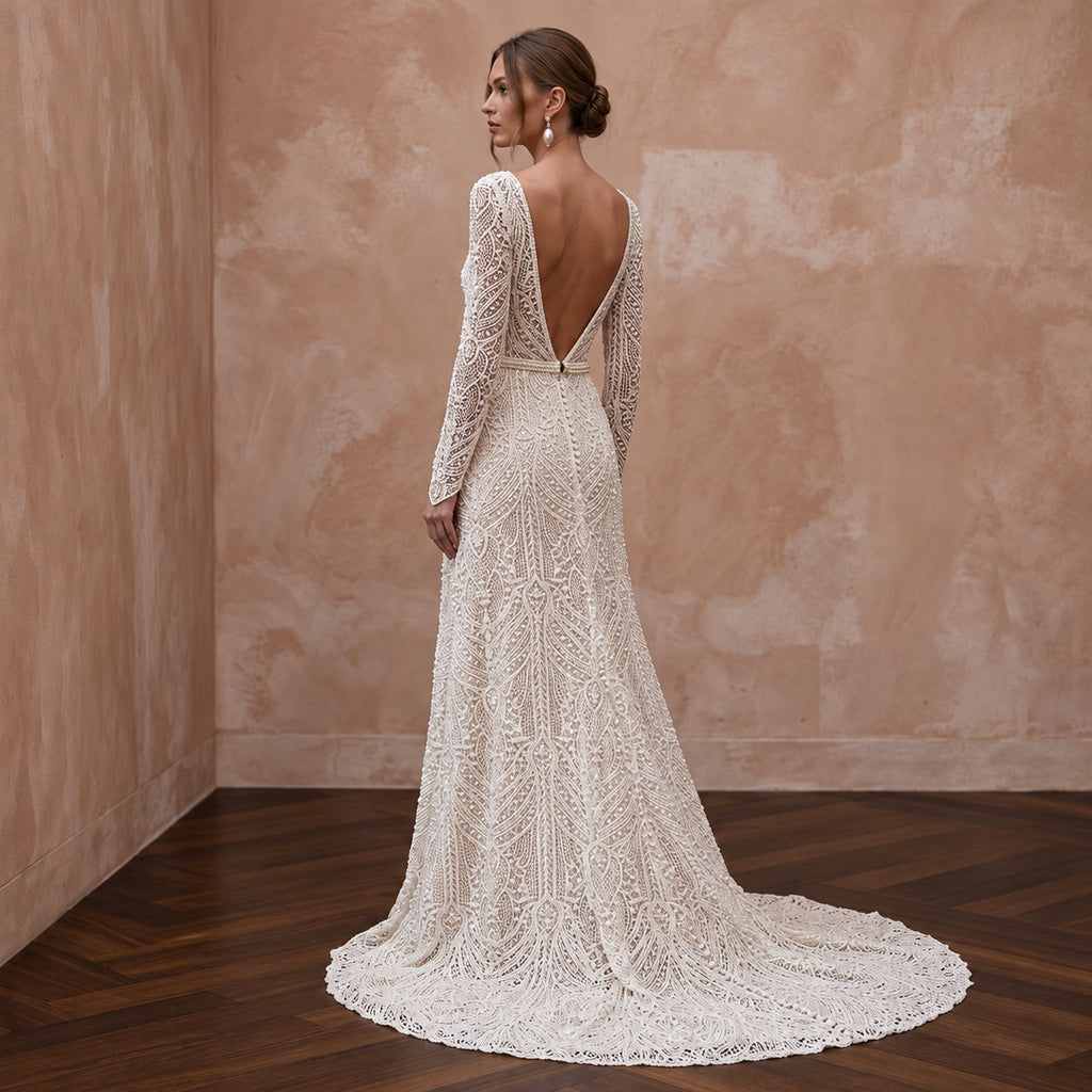 Modest Lace Bridal Dress for a Mature Wedding