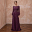 Modest Plum Purple Long Sleeve Chiffon Maxi Dress for Mother of the Bride - Apparel & Accessories > Clothing > Wedding & Bridal Party Dresses > Wedding Dresses - Mignonette Bridal