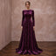Modest Plum Purple Velvet Long Sleeve A - Line Evening Gown - Apparel & Accessories > Clothing > Wedding & Bridal Party Dresses > Wedding Dresses - Mignonette Bridal