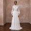 Modest Pure White Chiffon Long Sleeve High Neck Elopement Maxi Dress