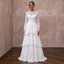 Modest Pure White Chiffon Tiered Skirt Long Sleeve Bridal Dress - Apparel & Accessories > Clothing > Wedding & Bridal Party Dresses > Wedding Dresses - Mignonette Bridal