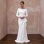 Modest Pure White Crepe Bateau Neck Long Sleeve Sheath Gown