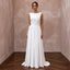Modest Pure White Georgette Bateau Neck Pleated Ceremony Gown