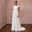 Modest Pure White Georgette Bateau Neck Pleated Maternity Gown