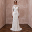 Modest Pure White Lace Overlay High Neck Column Bridal Gown