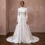 Modest Satin A-Line Wedding Dress with High Neck