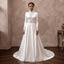 Modest Satin Wedding Gown with High Neck and Long Sleeves