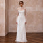 Modest Soft White Tulle Overlay High Neck Column Bridal Dress