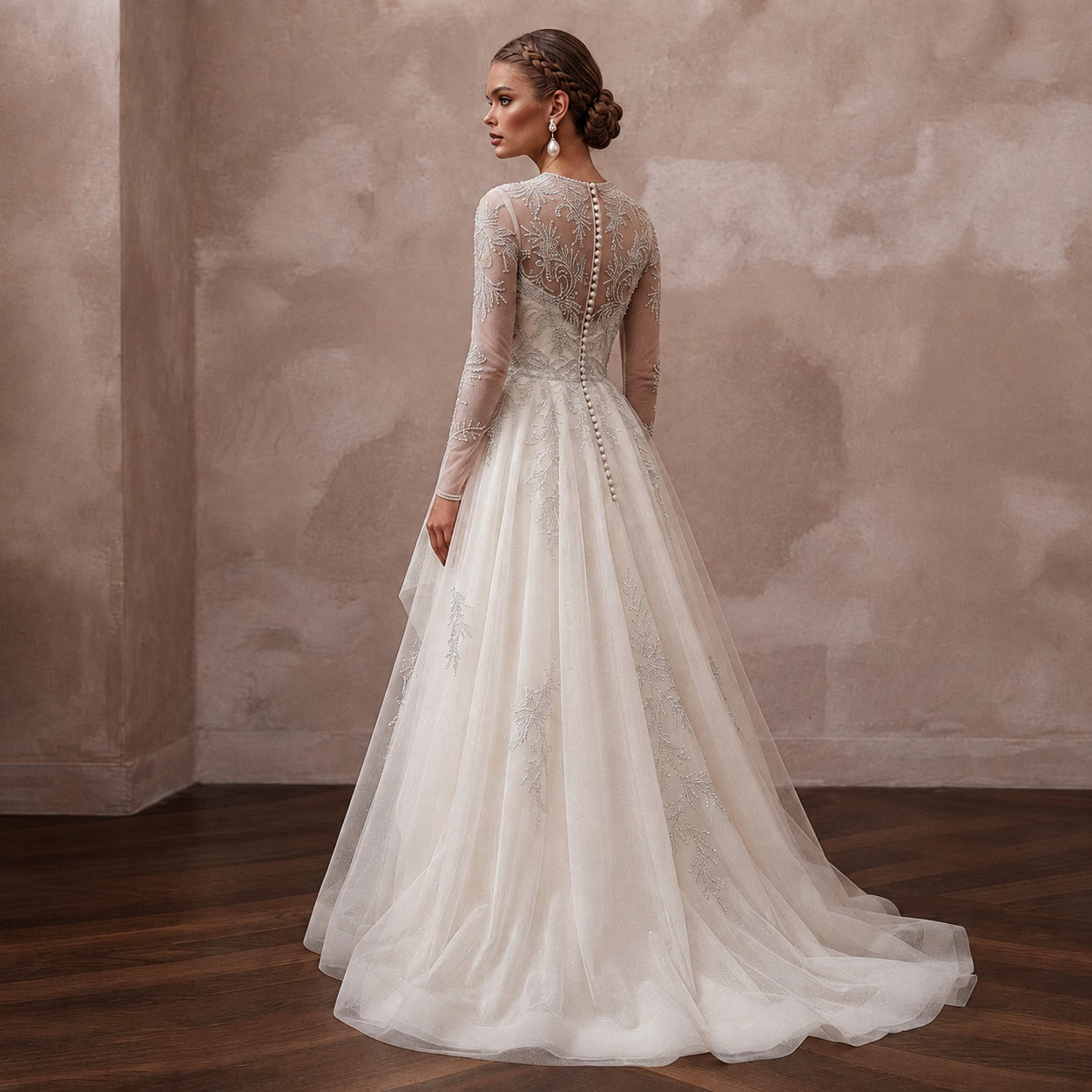 Modest Tulle Wedding Dress for a Winter Ceremony