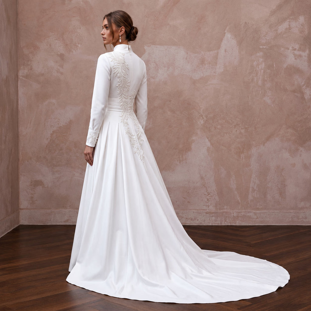 Monastic White Cotton Poplin Shirt Bridal Dress for Picnic Reception