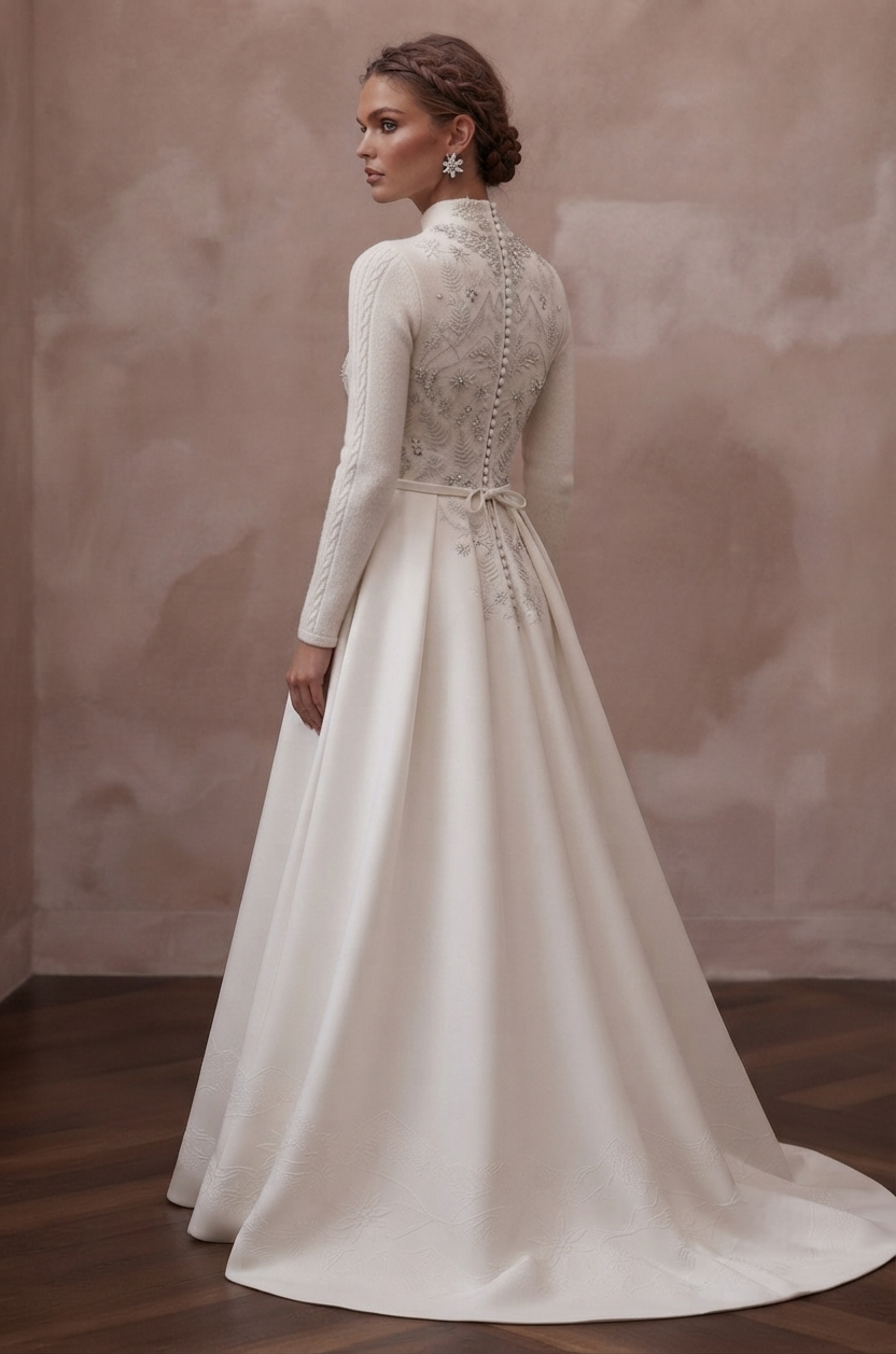 Mountain Wedding Dresses with Cozy Long Sleeves