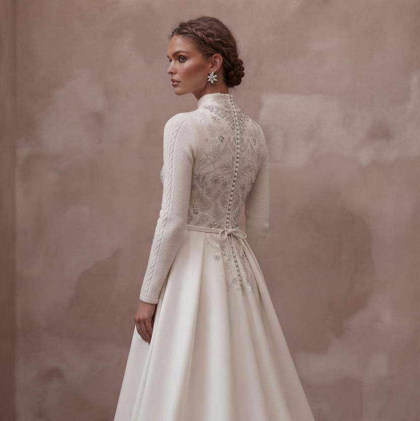 Mountain Wedding Dresses with Cozy Long Sleeves