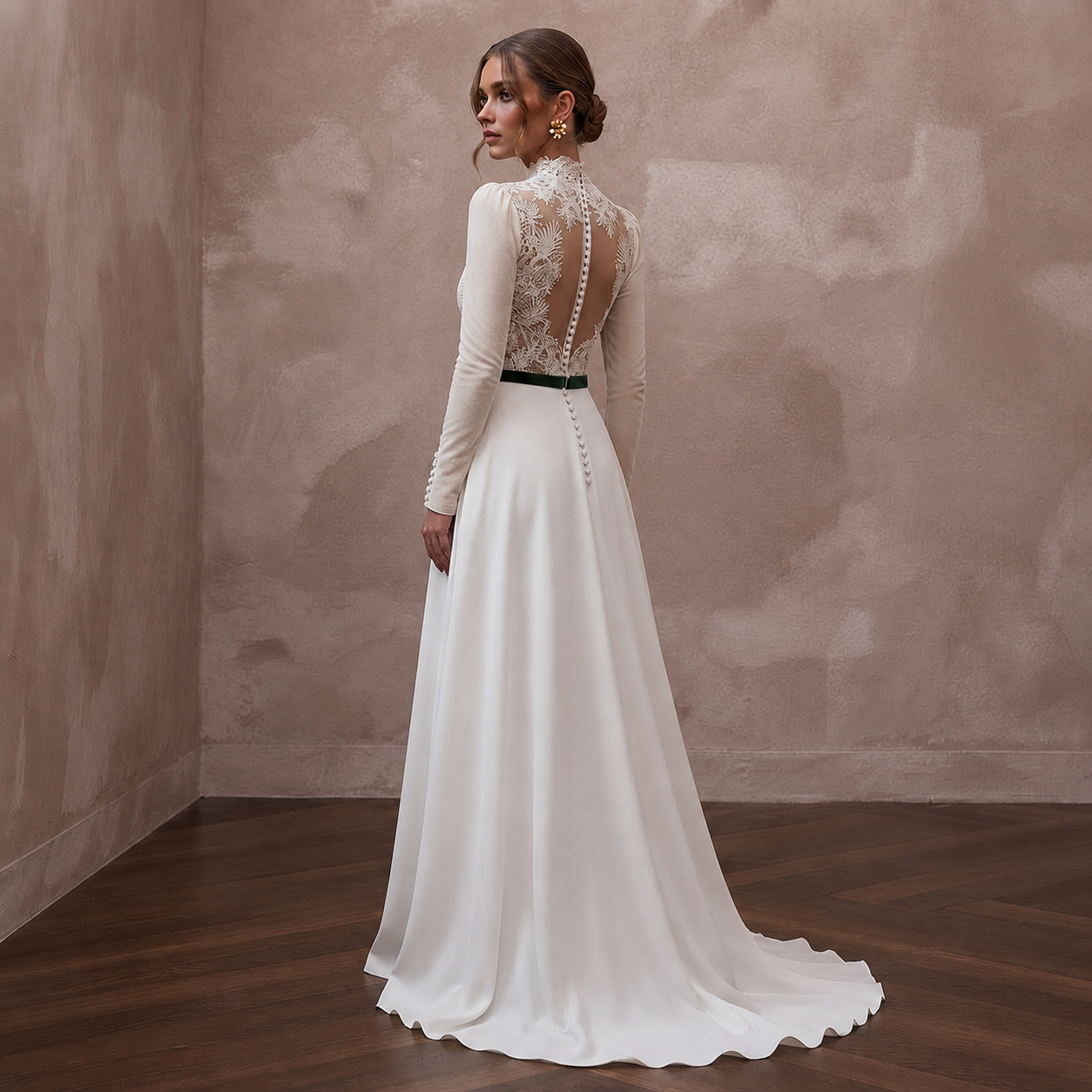 Mountain Wedding Dresses with Cozy Velvet Sleeves Secondary image