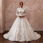 Muslim Beaded Wedding Dress with Long Sleeves and A-Line Silhouette