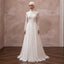 Muslim Chiffon Wedding Dress with Long Sleeves and A-Line Silhouette