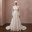 Muslim Lace Wedding Dress with High Neck and A-Line Silhouette
