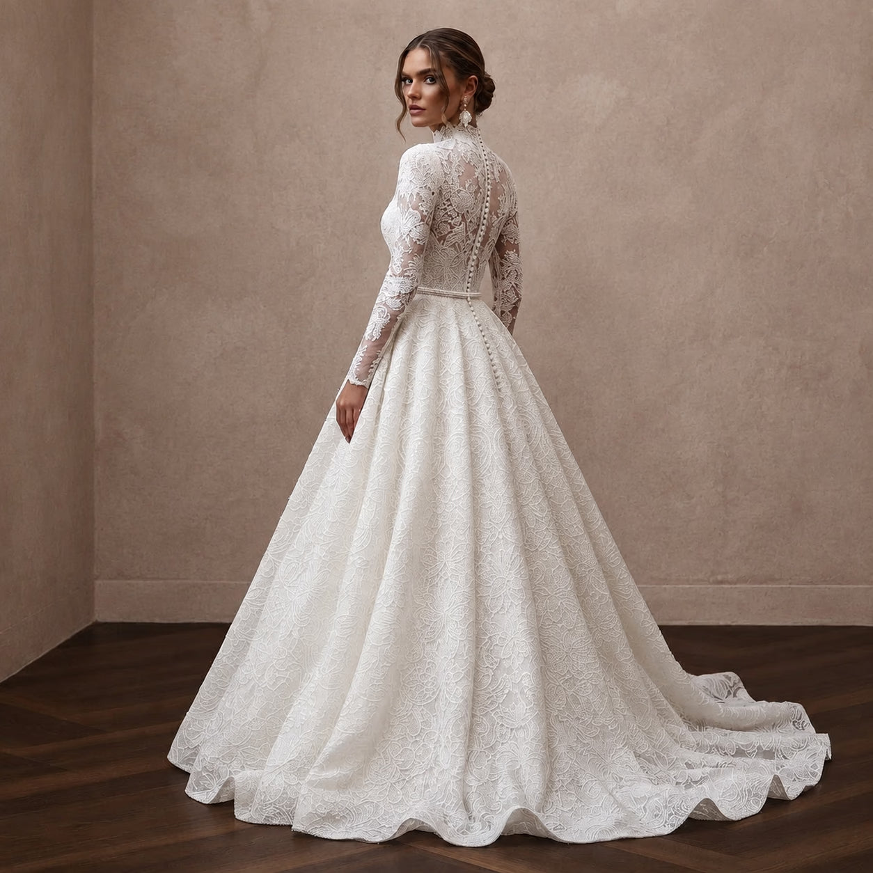 Muslim Lace Wedding Dress with Long Sleeves and A-Line Silhouette Secondary image