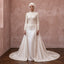 Muslim Modest Wedding Dress with Long Sleeves and Detachable Train