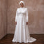 Muslim Plus Size Satin Wedding Dress with High Neck