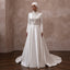 Muslim Satin Bridal Dress with High Neck and Long Sleeves