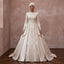 Muslim Satin Wedding Dress with Long Sleeves and Ball Gown Silhouette