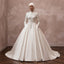 Muslim Satin Wedding Dress with Long Sleeves and Ball Gown Silhouette