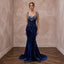 Navy Blue Velvet Sweetheart Neckline Mermaid Dress
